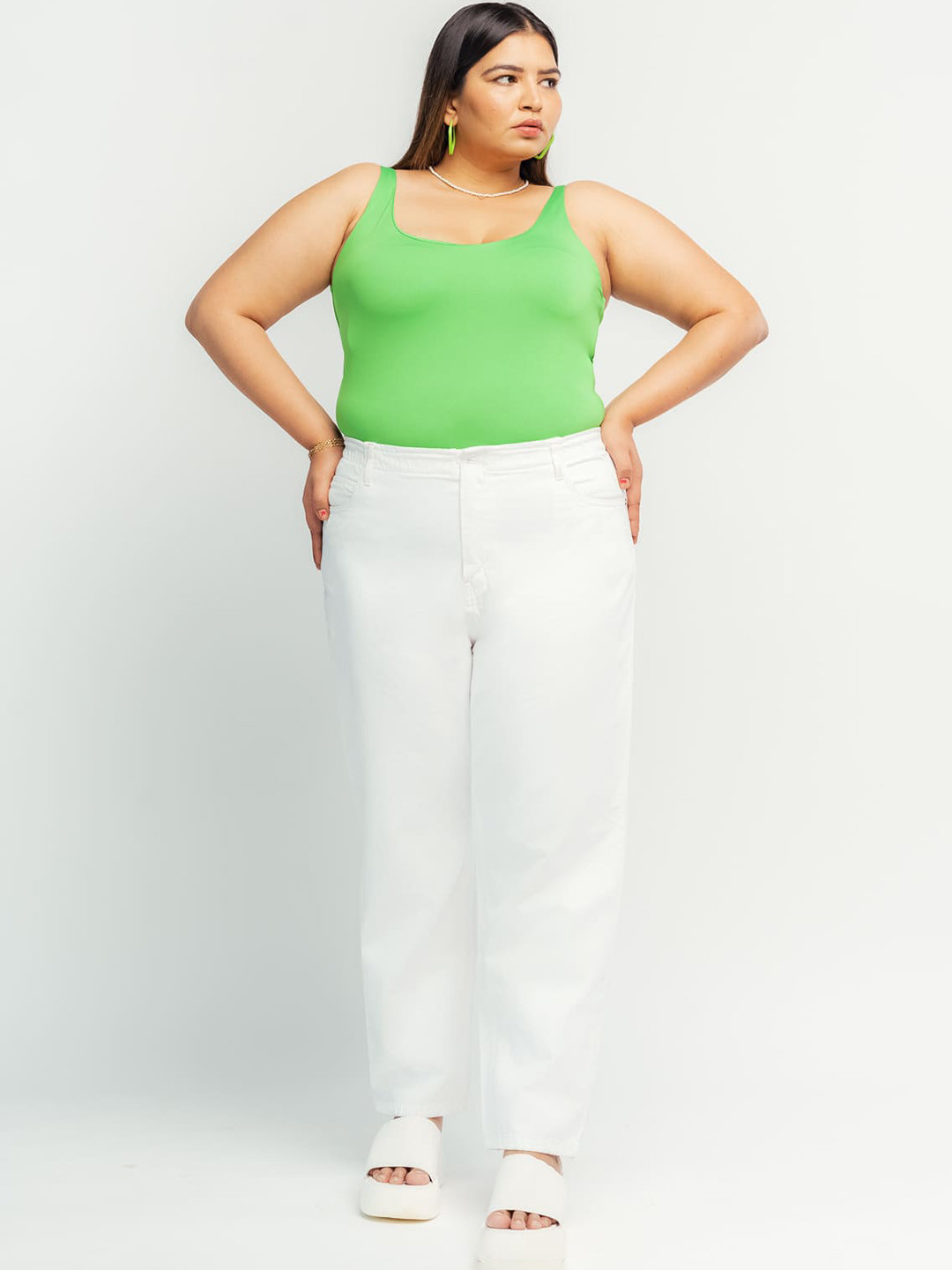 FREAKINS Women Plus Size High-Rise Mom Fit Jeans