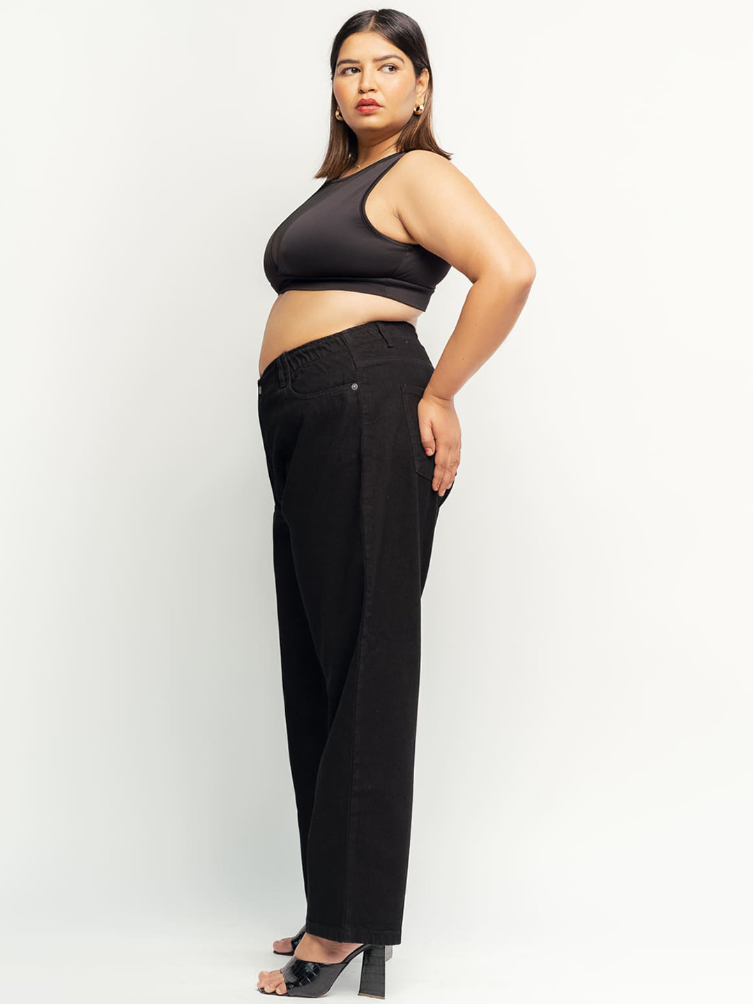 FREAKINS Women Plus Size High-Rise Mom Fit Jeans