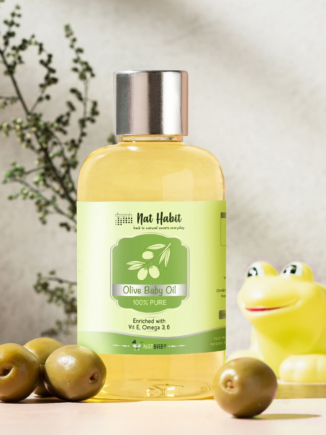 Nat Habit Kids Pure Olive Baby Oil Enriched with Vit E  Omega-3, 6 - 100ml