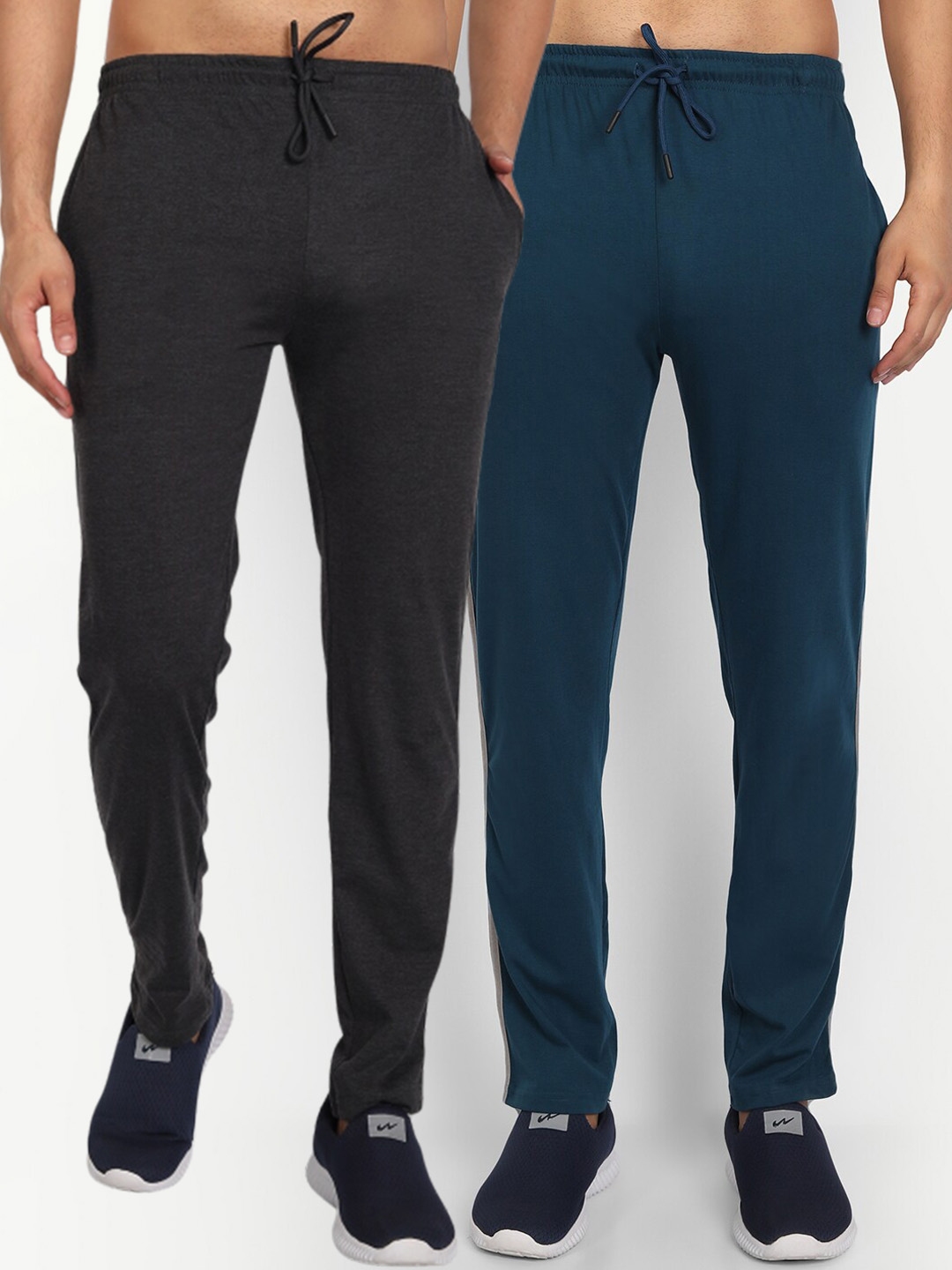 Buy T.T. Men Pack Of 2 Cotton Comfort Fit Track Pants Track
