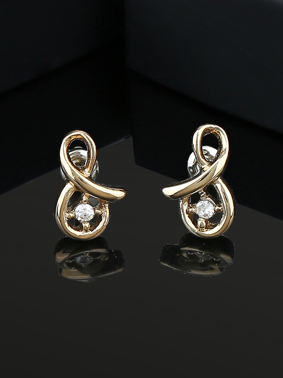 Estele Gold-Plated Contemporary Crystal Studs Earrings