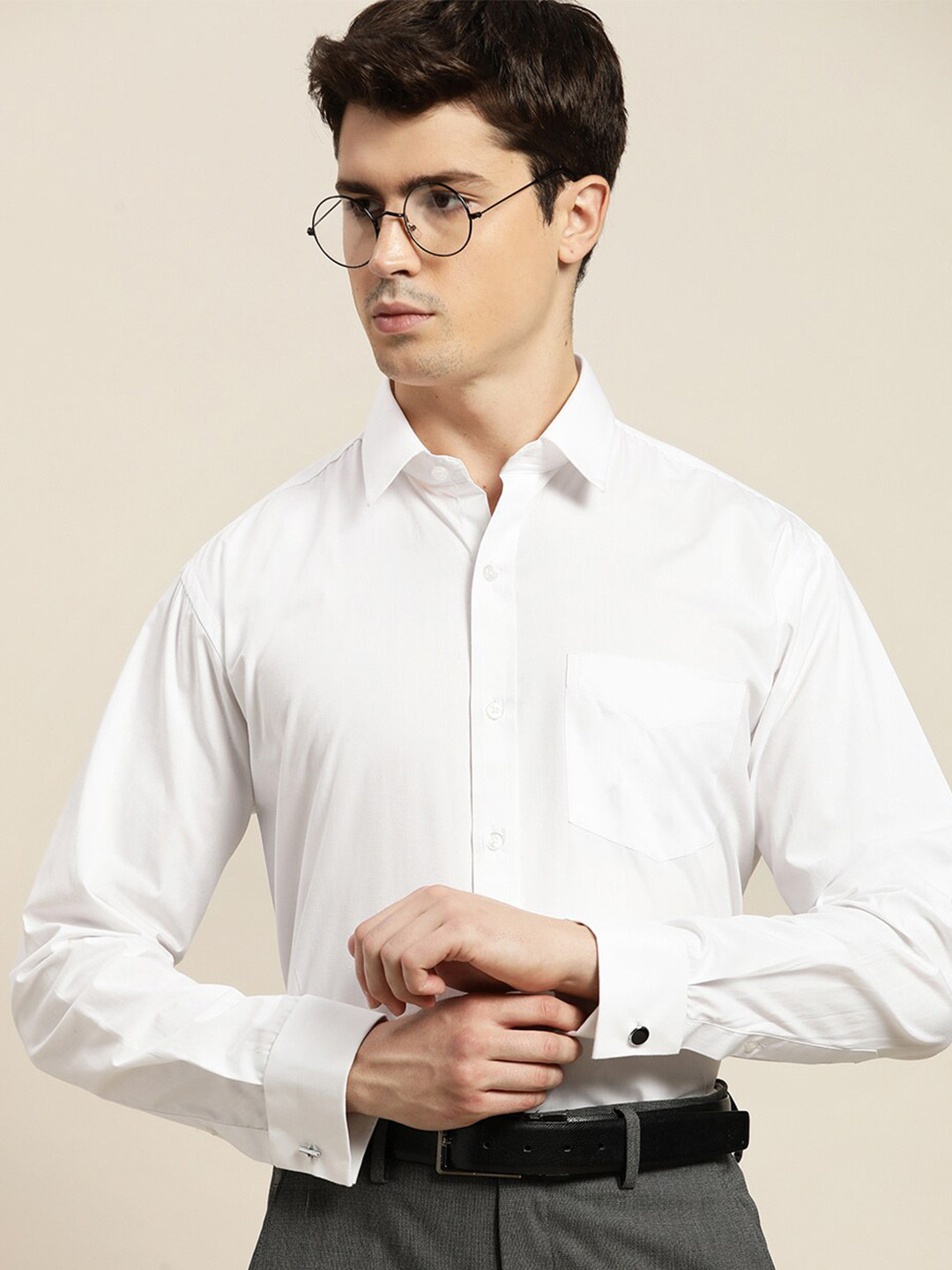 Hancock Spread Collar Pure Cotton Slim Fit French Cuff Formal Shirt
