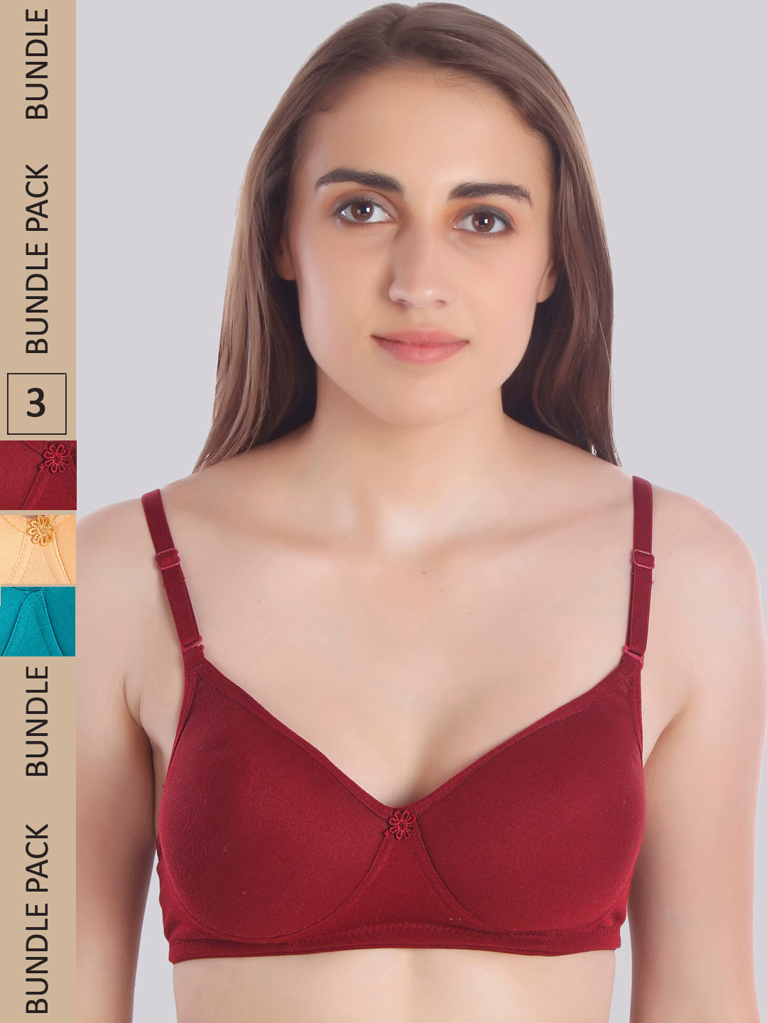 MiEstilo Pack of 3 T-shirt Bra - Full Coverage Lightly Padded