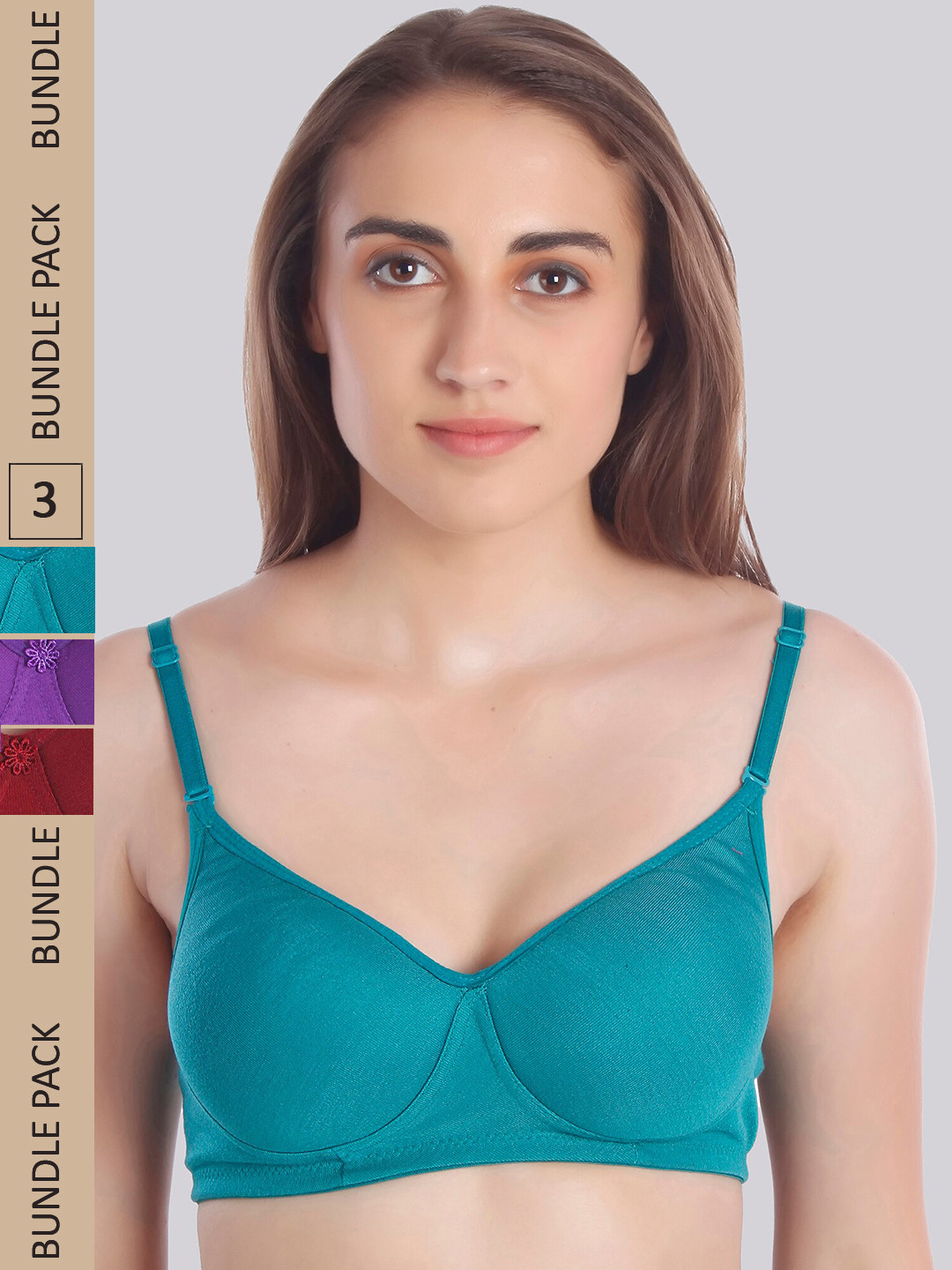MiEstilo Pack of 3 T-shirt Bra - Full Coverage Lightly Padded