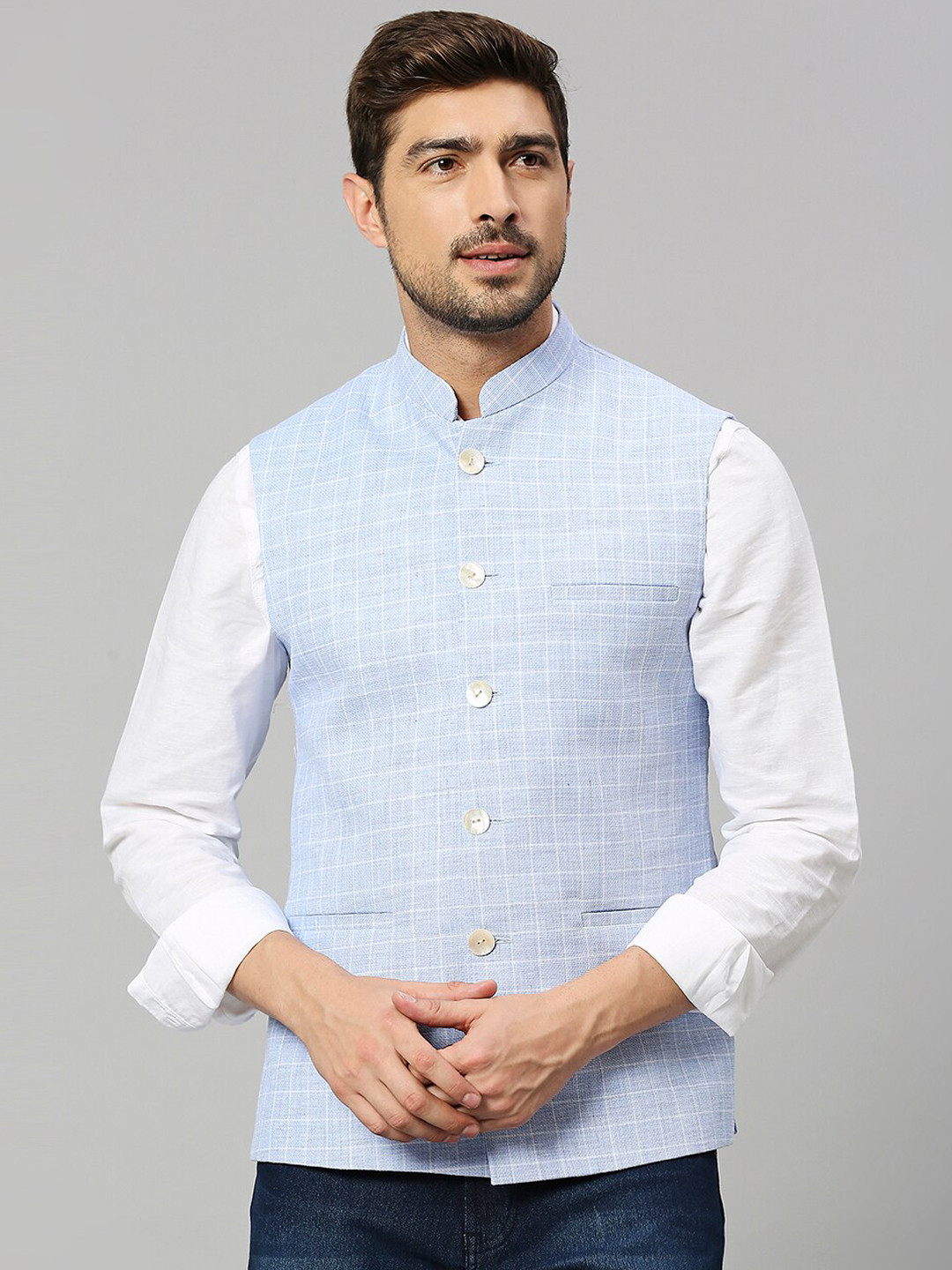 ESSAS club Checked Woven Nehru Jackets
