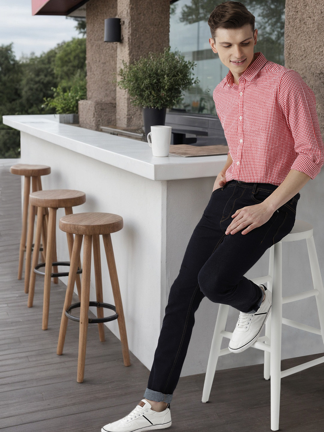 Black And White Small Checkered Pants Buy Mast Harbour Men Red