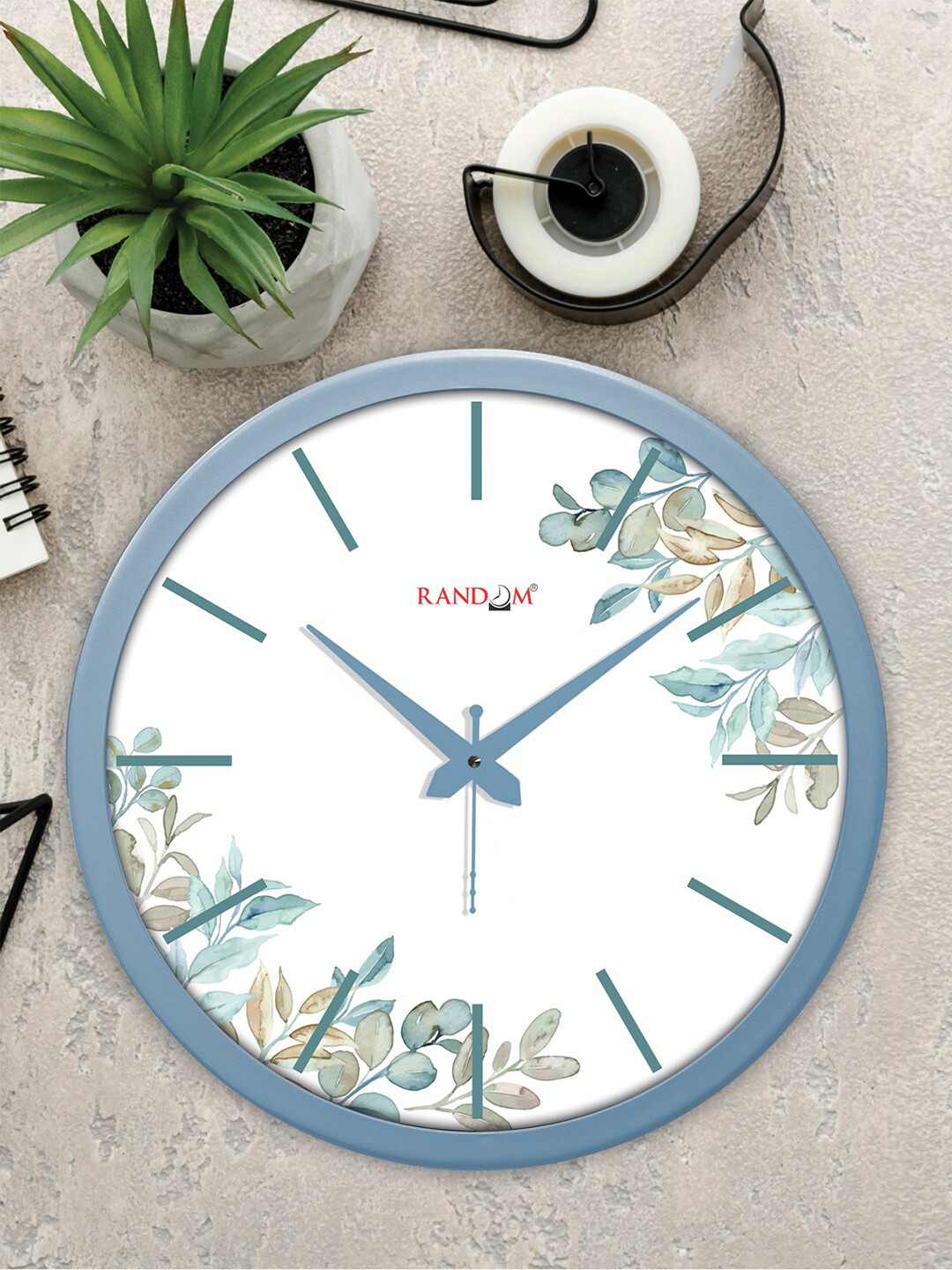 RANDOM White & Blue Classic Number Modern Stylish Analogue Contemporary Wall Clock