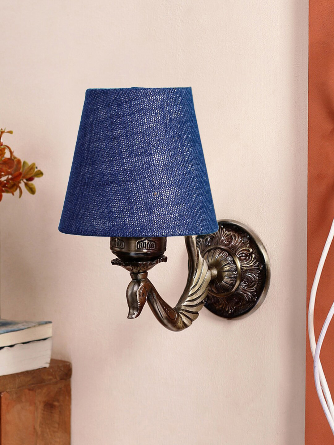 Devansh Blue Textured Conical Shaped Wall Lamp