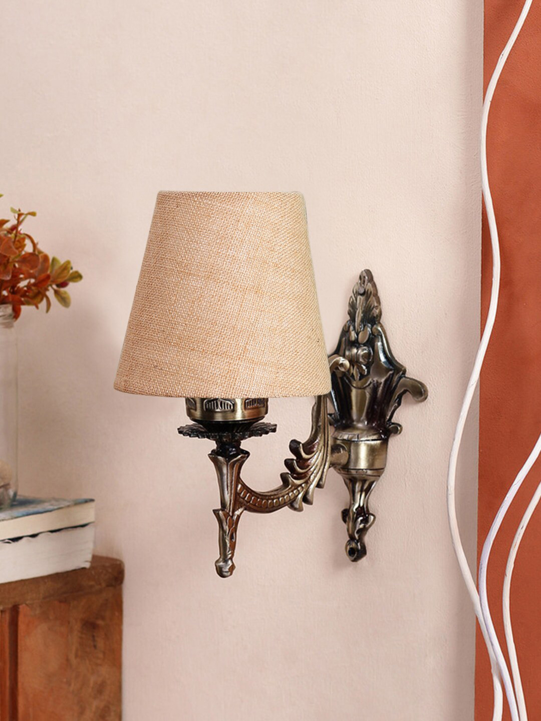 Devansh Blue Textured Wall Lamp With Conical Shade