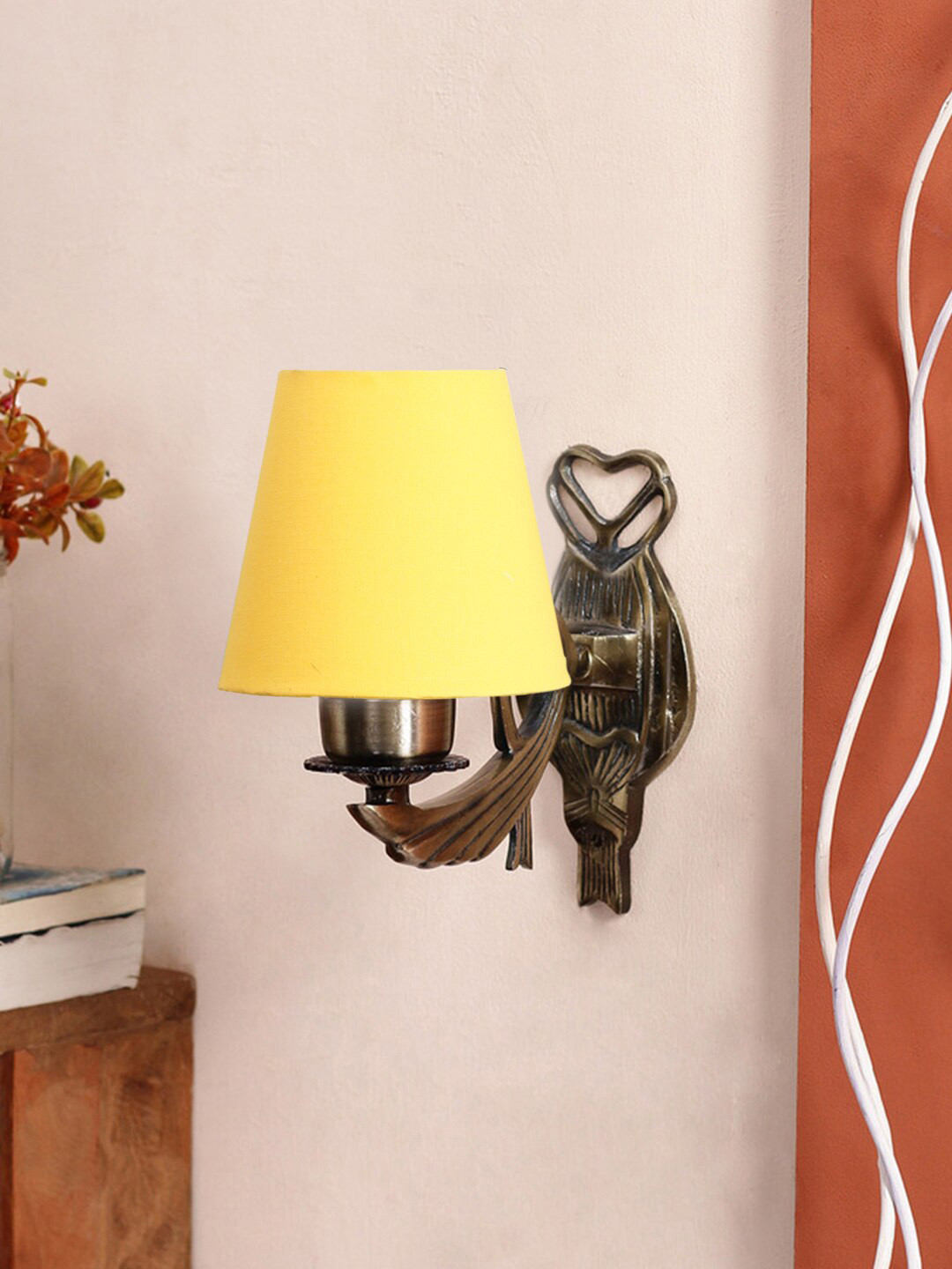 Devansh Yellow Wall Lamp With Cotton Conical Shade