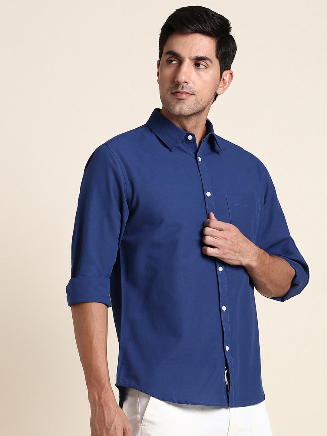 Dennis Lingo India Slim Fit Opaque Casual Linen Cotton Shirt