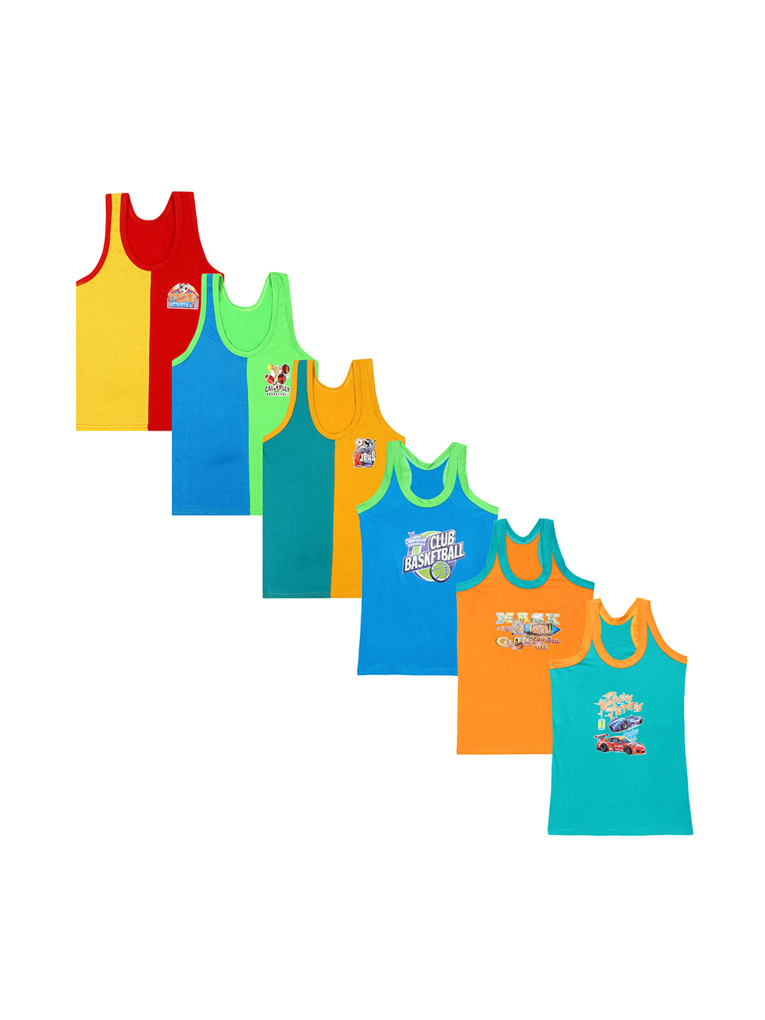 CARELOVE Boys Pack of 6 Combed Cotton Body Hugging Undershirt Innerwear Vests