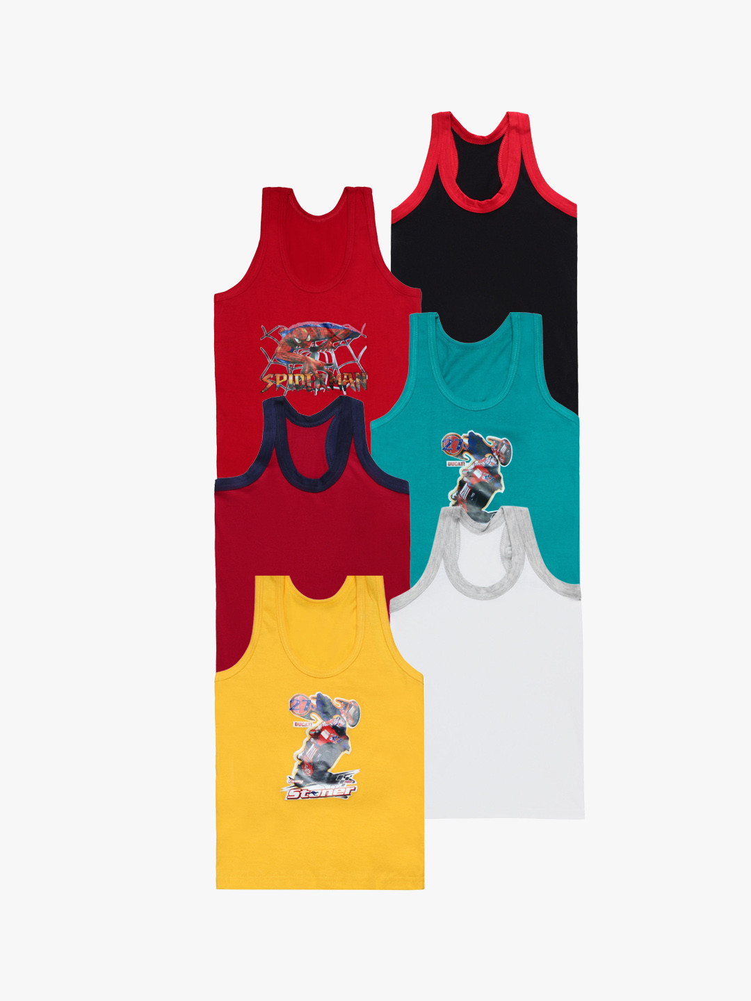 CARELOVE Boys Pack Of 6 Pure Cotton Innerwear Vests