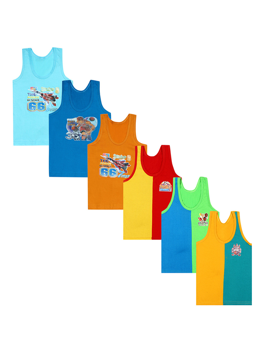 CARELOVE Inafant Boys Pack Of 6 Pure Cotton Innerwear Vests
