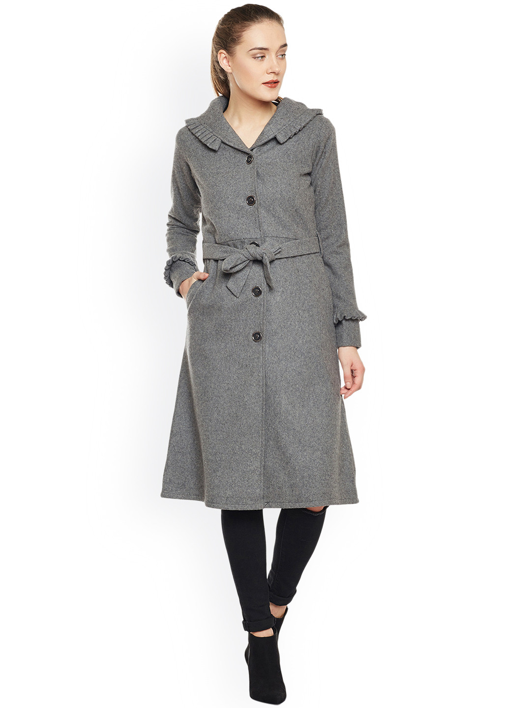 Athena Grey Hooded Over Coat