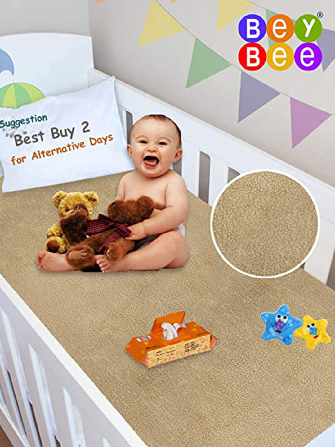 BeyBee Kids Beige Cotton Water Proof Large Dry Sheet