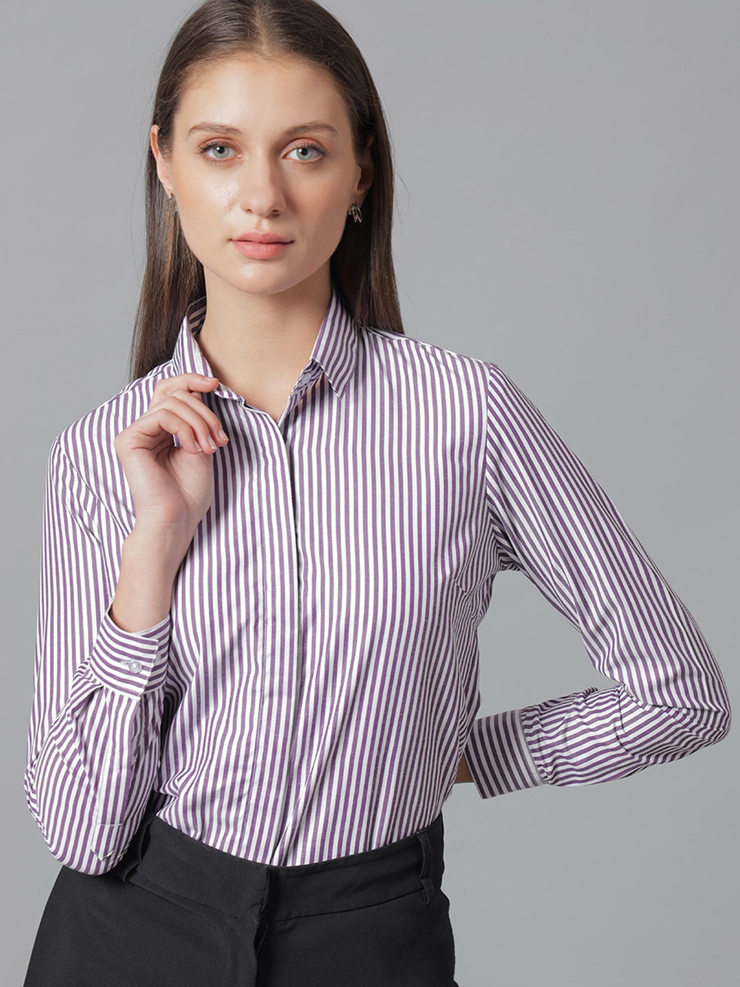 Striped formal top shirt womens