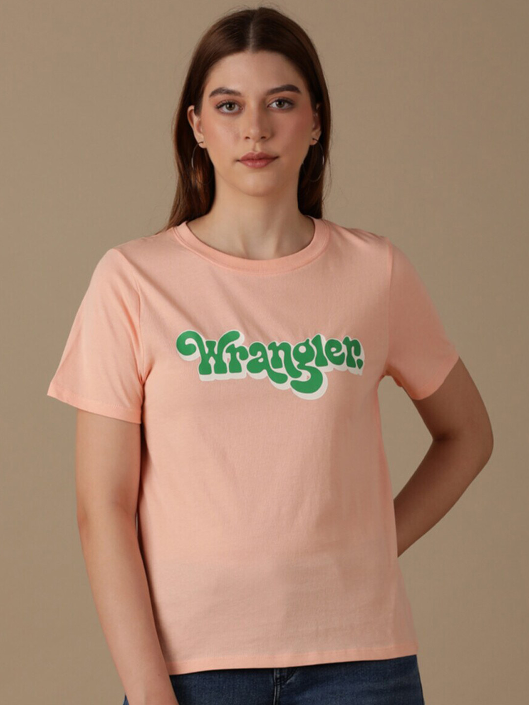 Wrangler Typography Printed Round Neck Cotton T-shirt