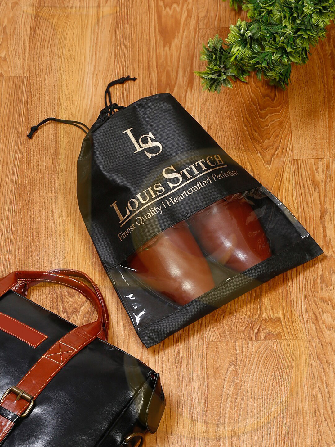 LOUIS STITCH Men 10Pcs Brand Logo Printed Non-Woven See Through Eco-Friendly Shoe Bags