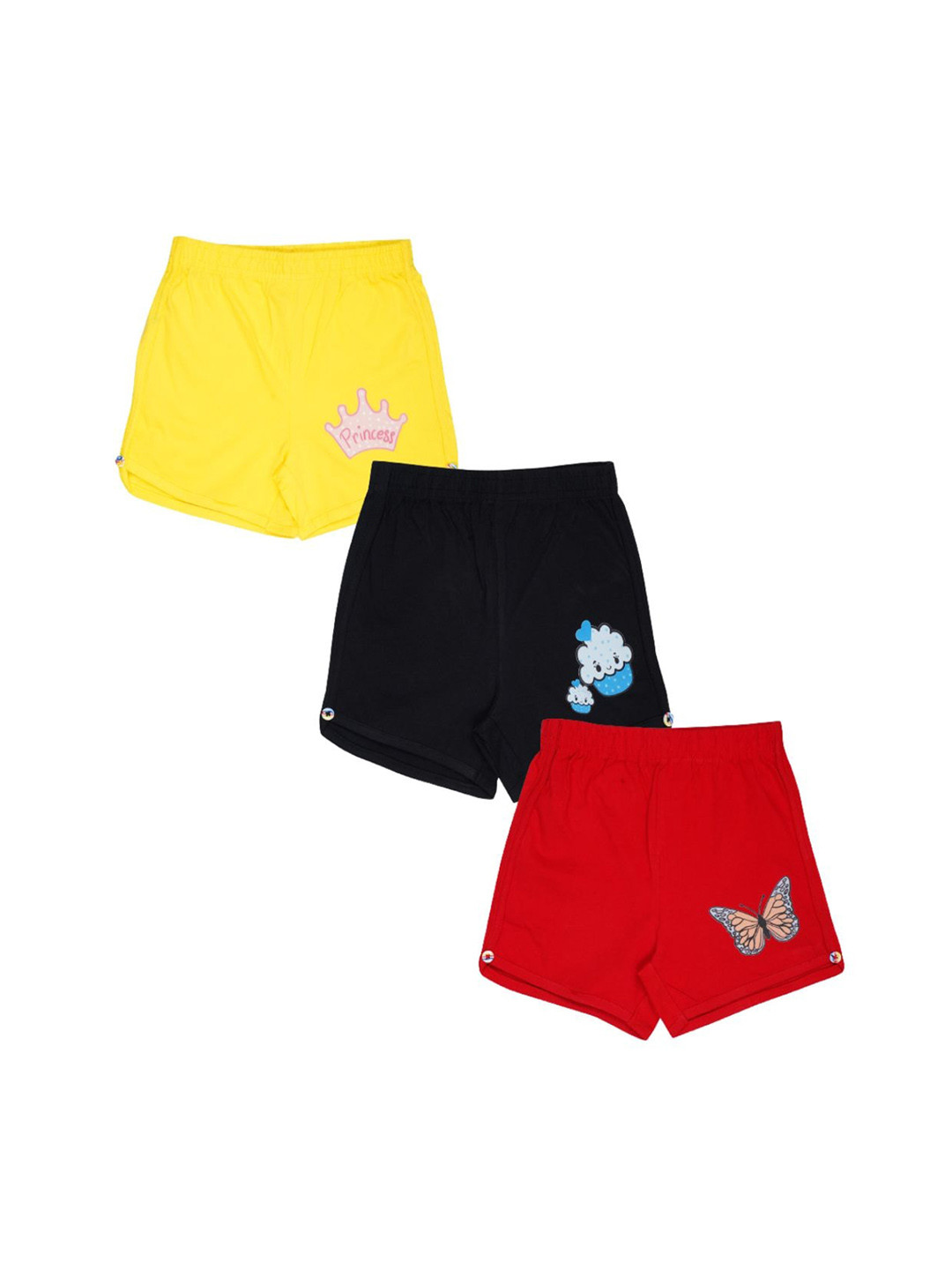 Luke & Lilly Girls Pack Of 3 Girls Mid-Rise Cotton Shorts