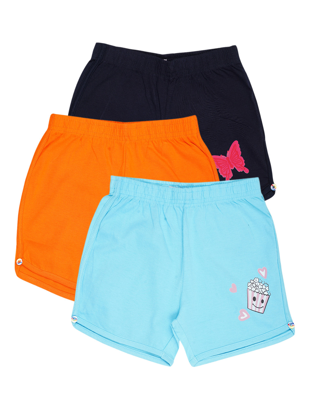 Luke & Lilly Girls Pack Of 3 Graphic Printed Casual Sports Shorts