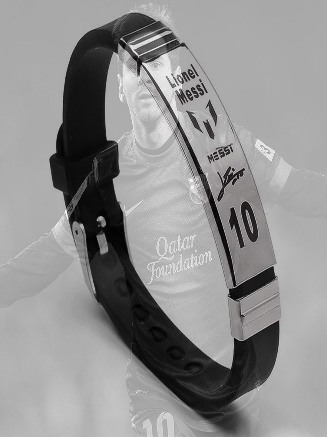 UNIVERSITY TRENDZ Silver-Plated Soccer Wraparound Bracelet With Engraved Messi Signature