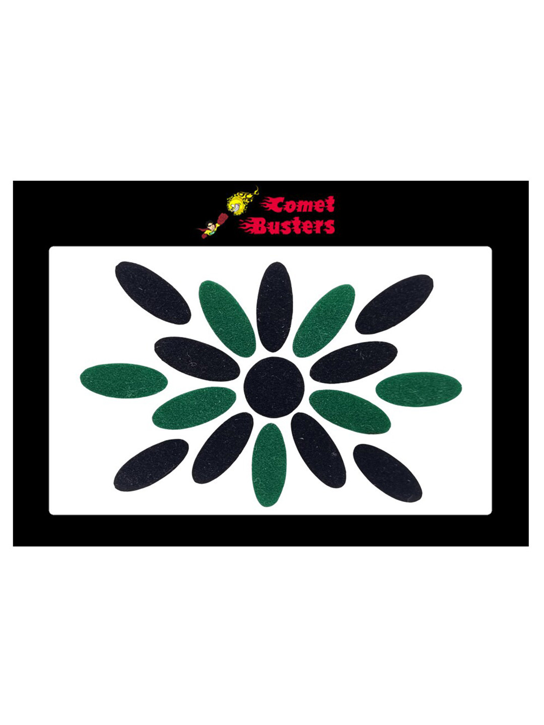 Comet Busters 17 Pcs Reusable Traditional Bindis - Black & Green