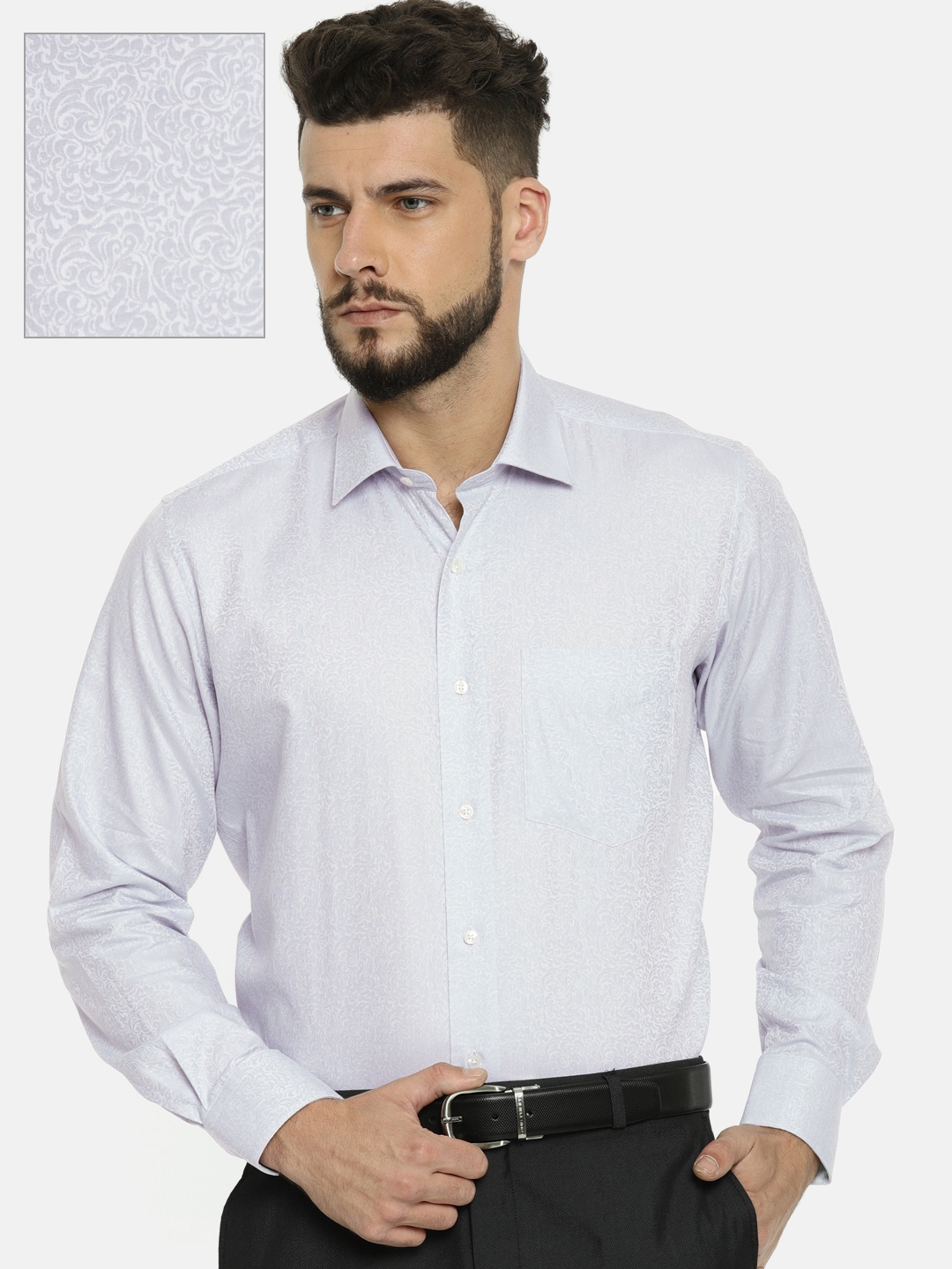 Buy Van Heusen Men Grey Custom Fit Self