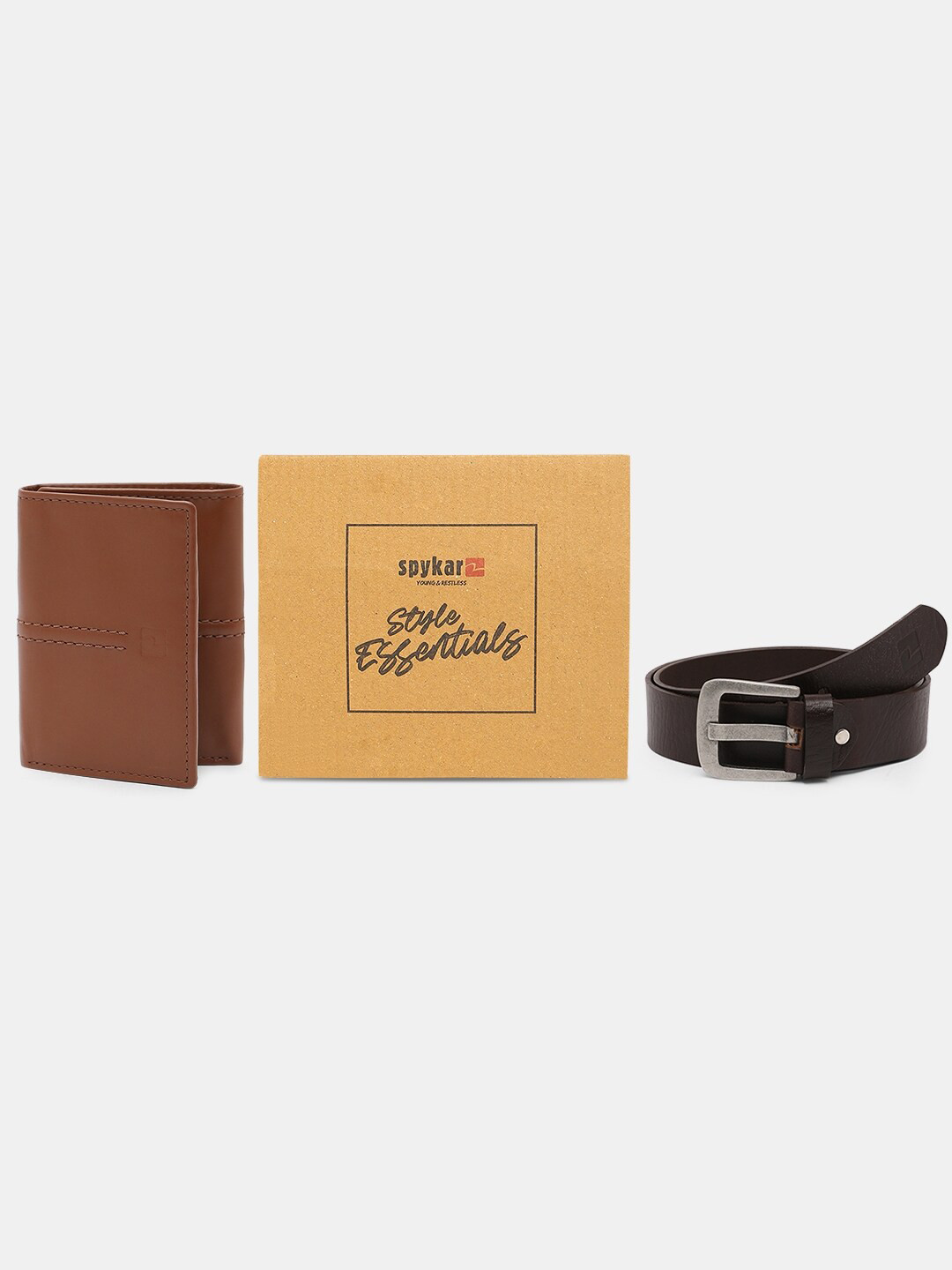 Spykar Leather Belt & Wallet Combo