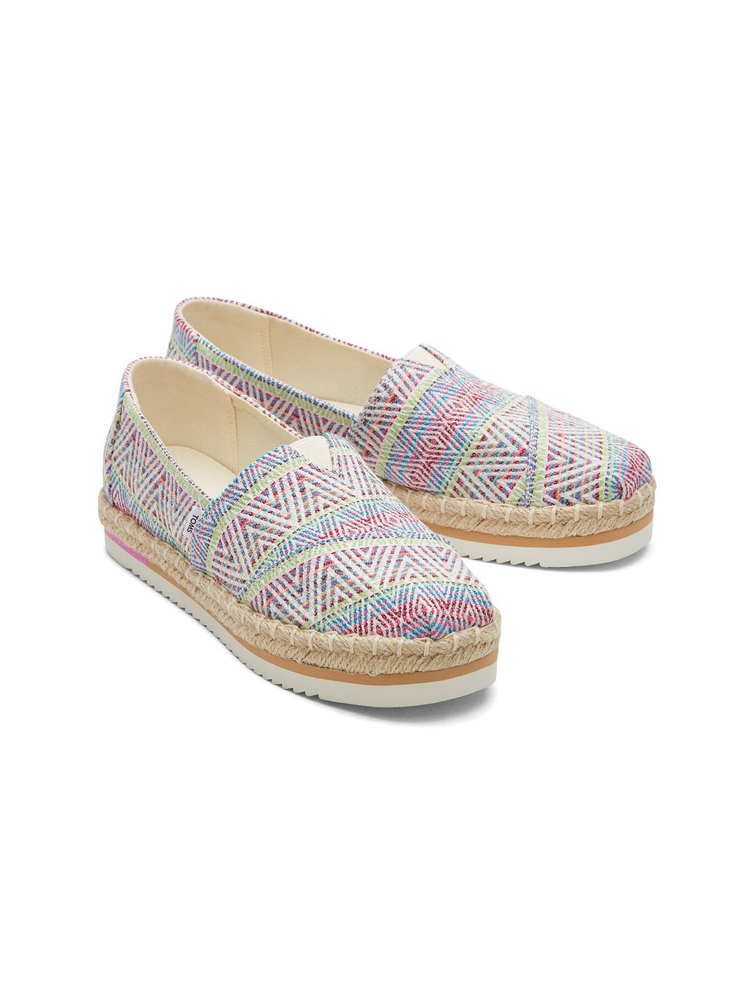 TOMS Women White & Blue Printed Espadrilles