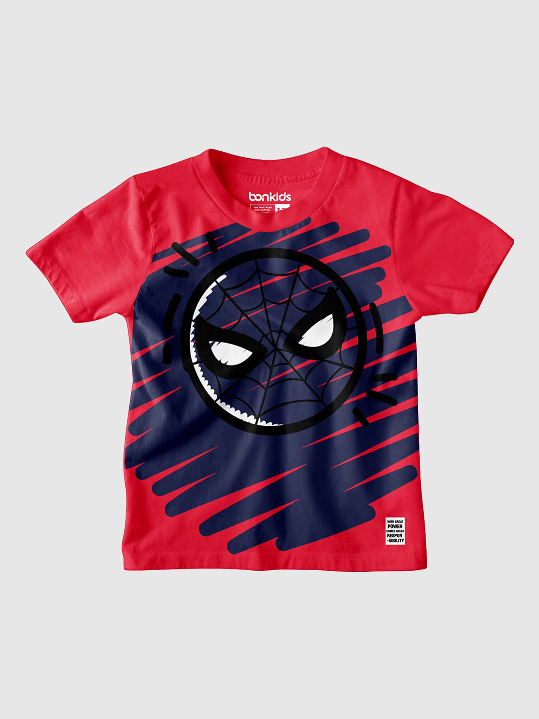 BONKIDS Boys Graphic Spider-Man Printed Round Neck Cotton T-Shirt