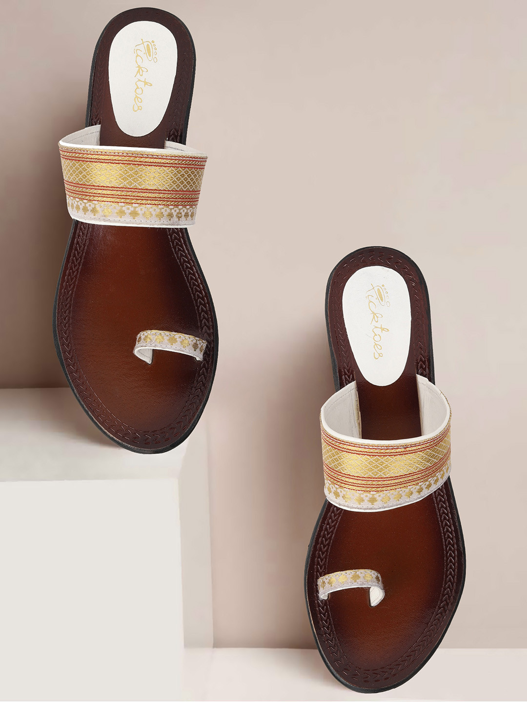 Picktoes Women One Toe Slip On Block Heeled Sandals