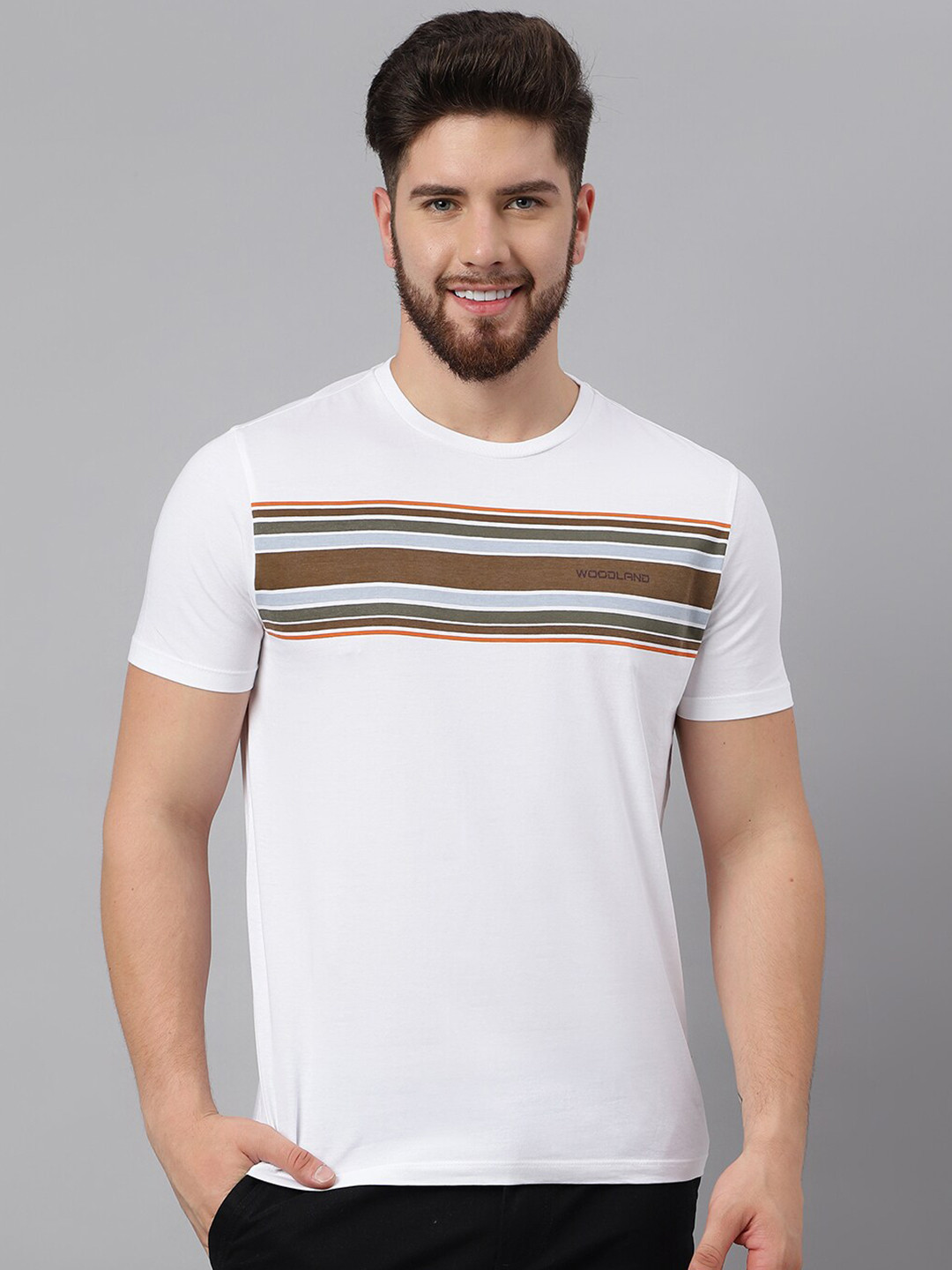 Woodland Round Neck Short Sleeves Cotton Casual T-shirt