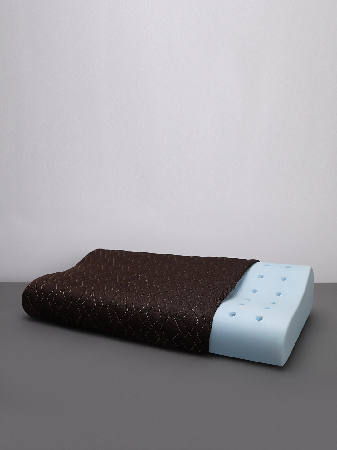 LA VERNE Cooling Gel Brown Solid Polycotton Cooling Set of 2 Medium Memory Foam Sleep Pillow-25 x 25 x 6 cm