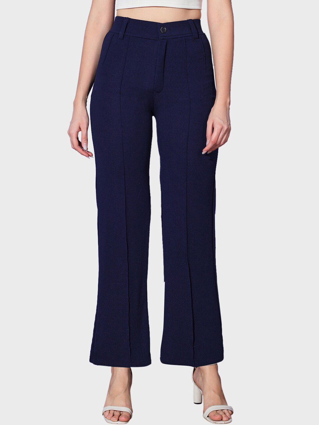 BUY NEW TREND Women High-Rise Relaxed Parallel Trousers