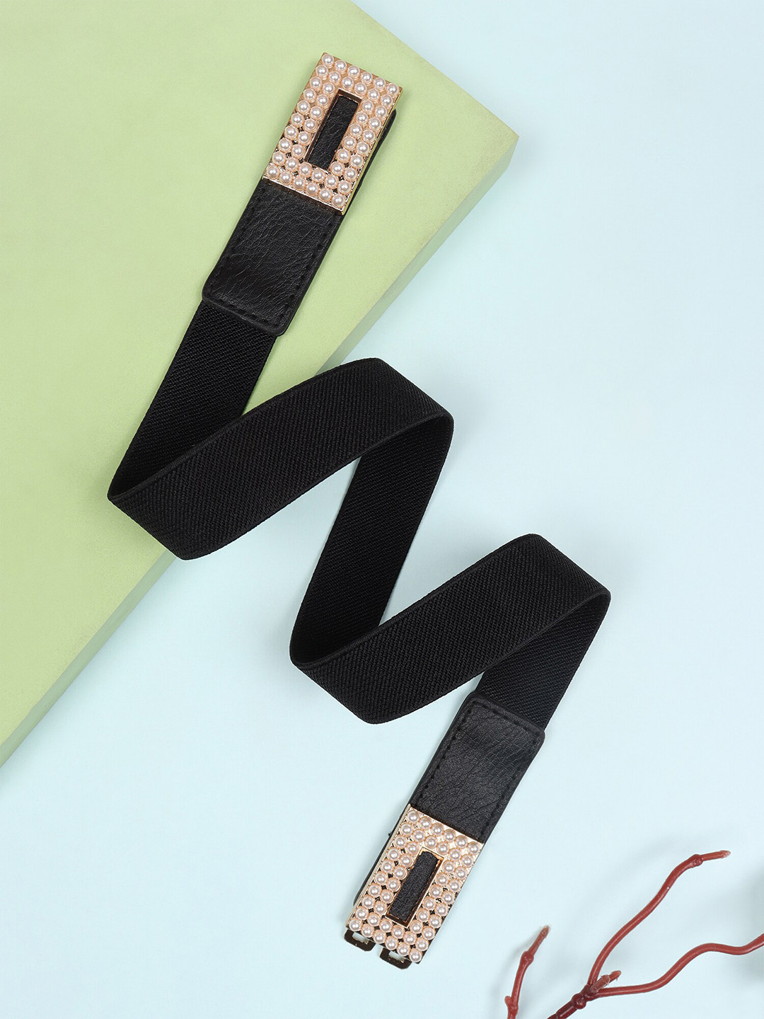 Berrylush Women PU Stretchable Belt With Interlock