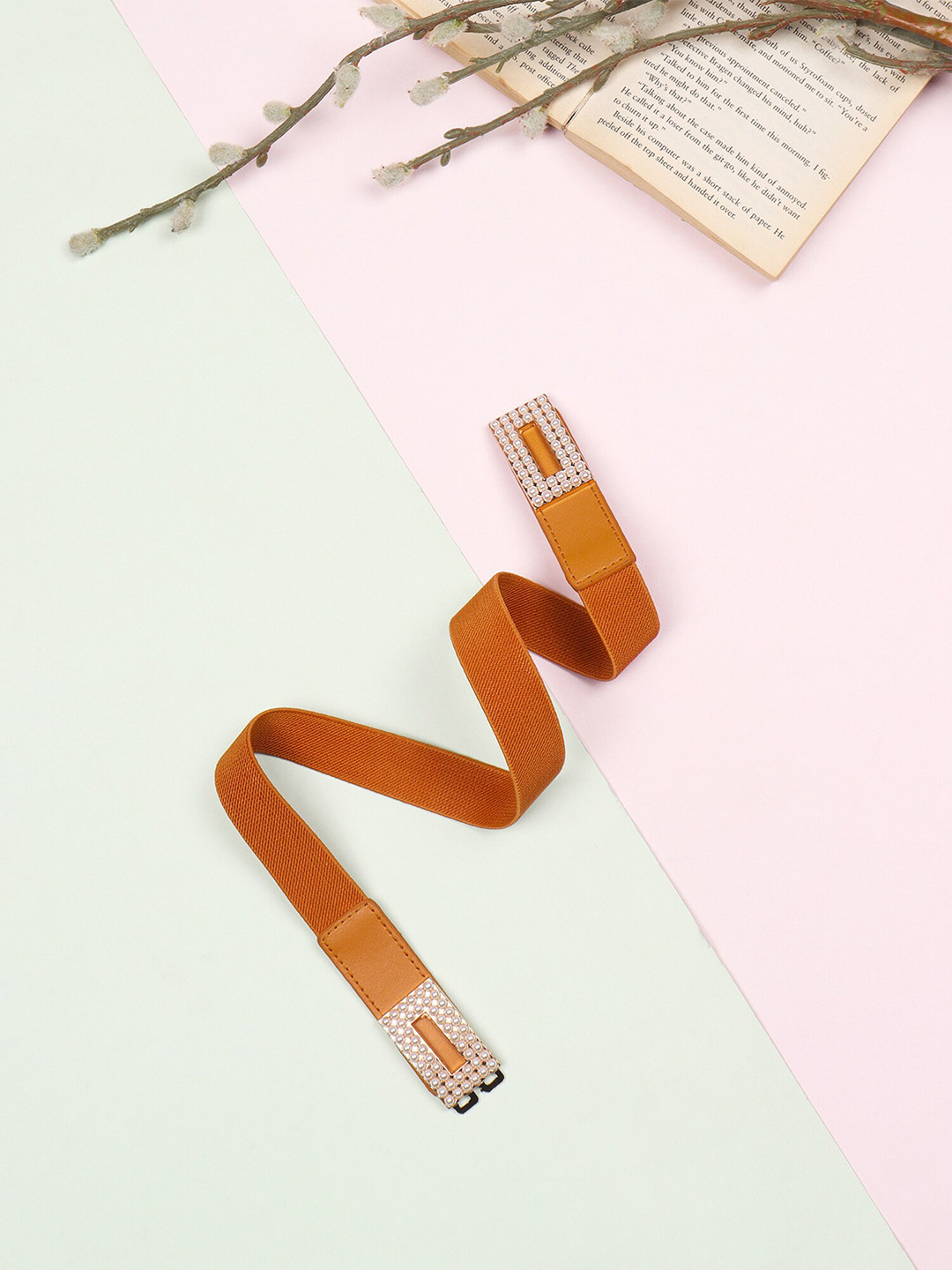 Berrylush Women PU Stretchable Belt With Interlock