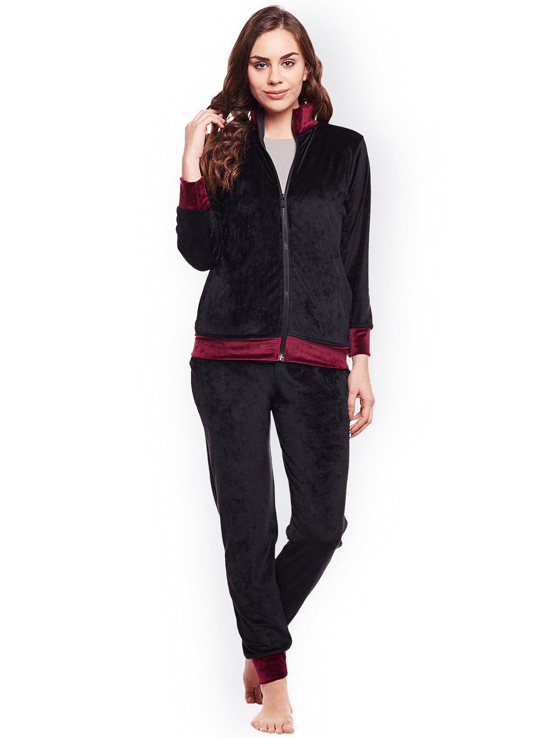 Claura Women Black Solid Night suit