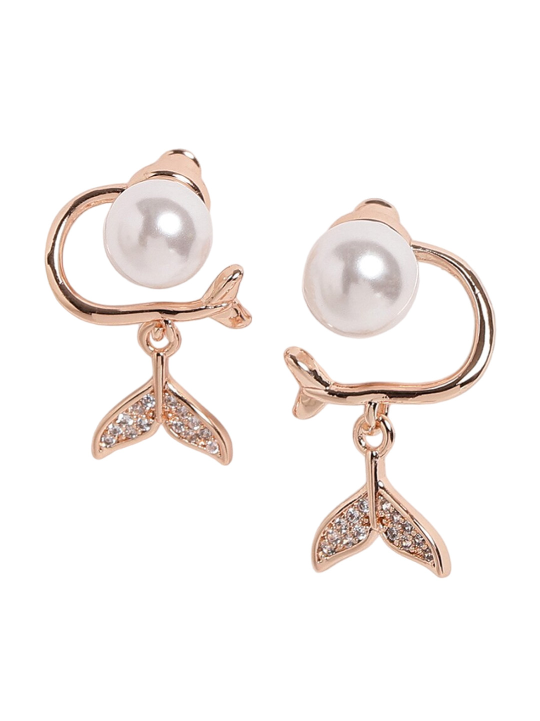 EL REGALO Women Set Of 2 Stainless Steel Gold-Plated Contemporary Studs Earrings