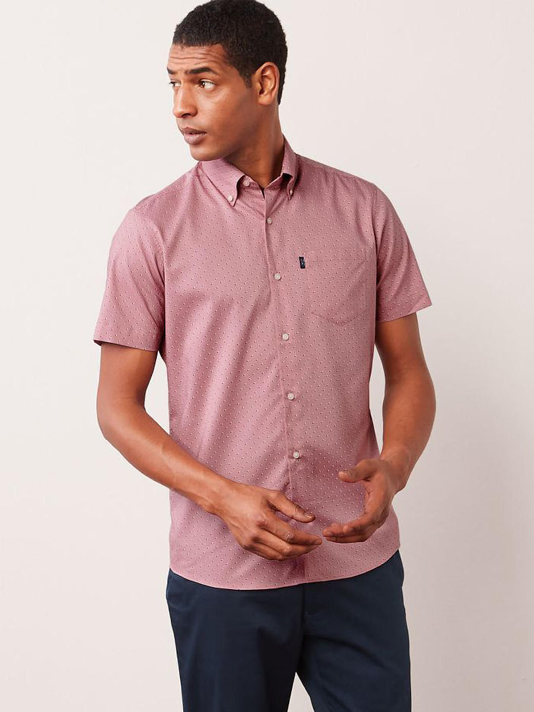 NEXT Slim Fit Opaque Printed Casual Shirt