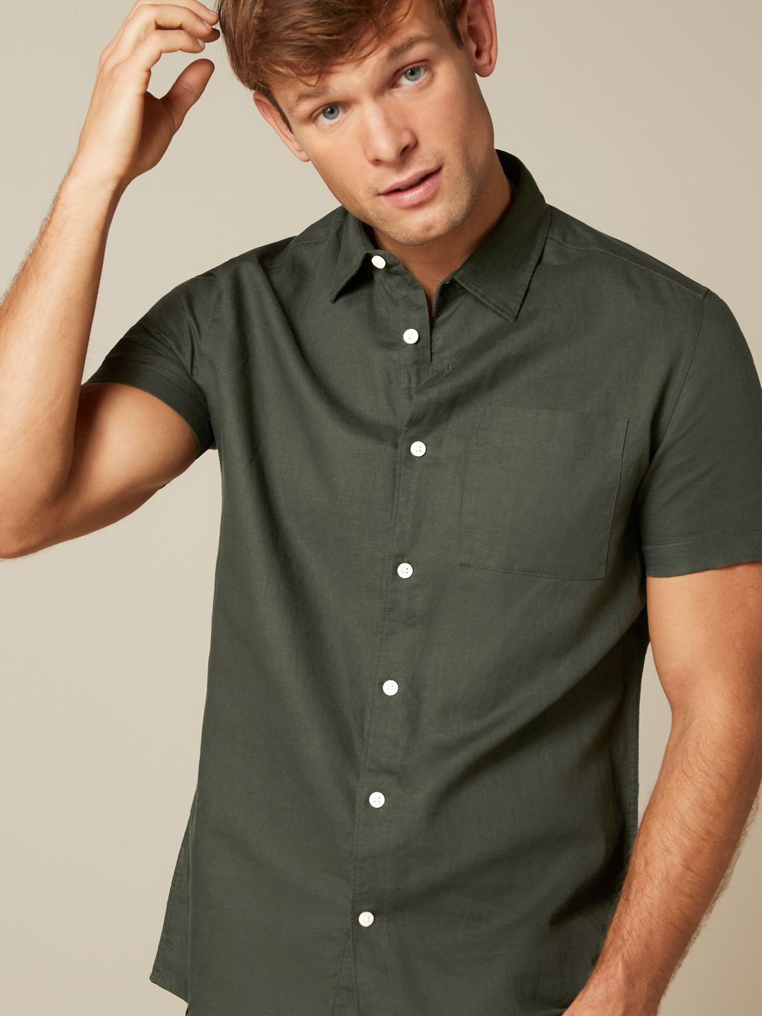 NEXT Solid Linen Cotton Casual Shirt