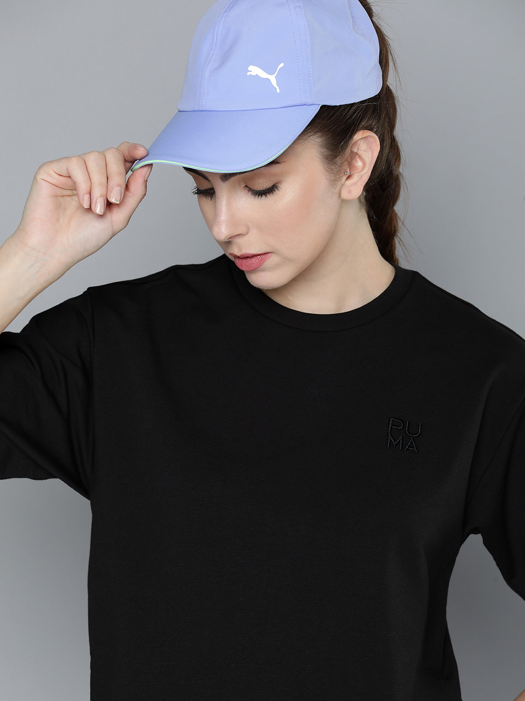 Puma Infuse Brand Logo Embroidered Detail Drop-Shoulder Sleeves Relaxed Fit T-shirt