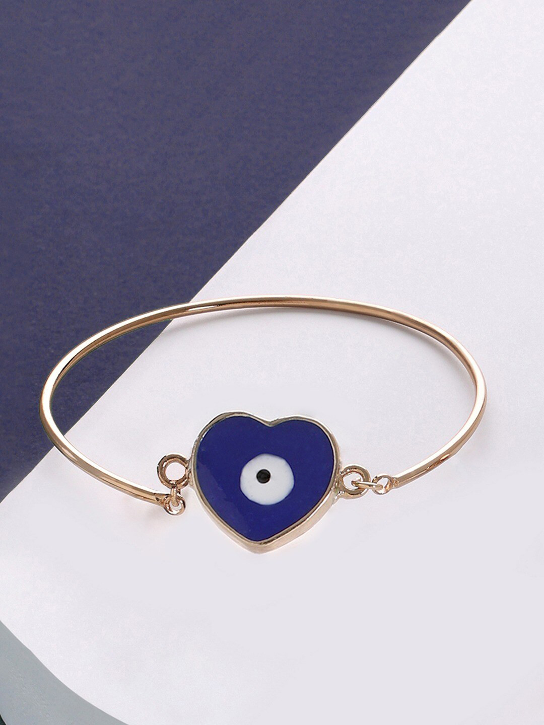 AMI Women Evil Eye Heart Enamelled Gold-Plated Kada Bracelet
