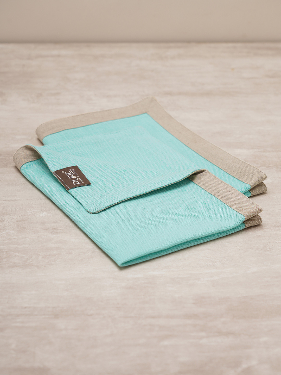 Pure Home and Living Blue & Brown Rectangular Pure Cotton Table Placemats