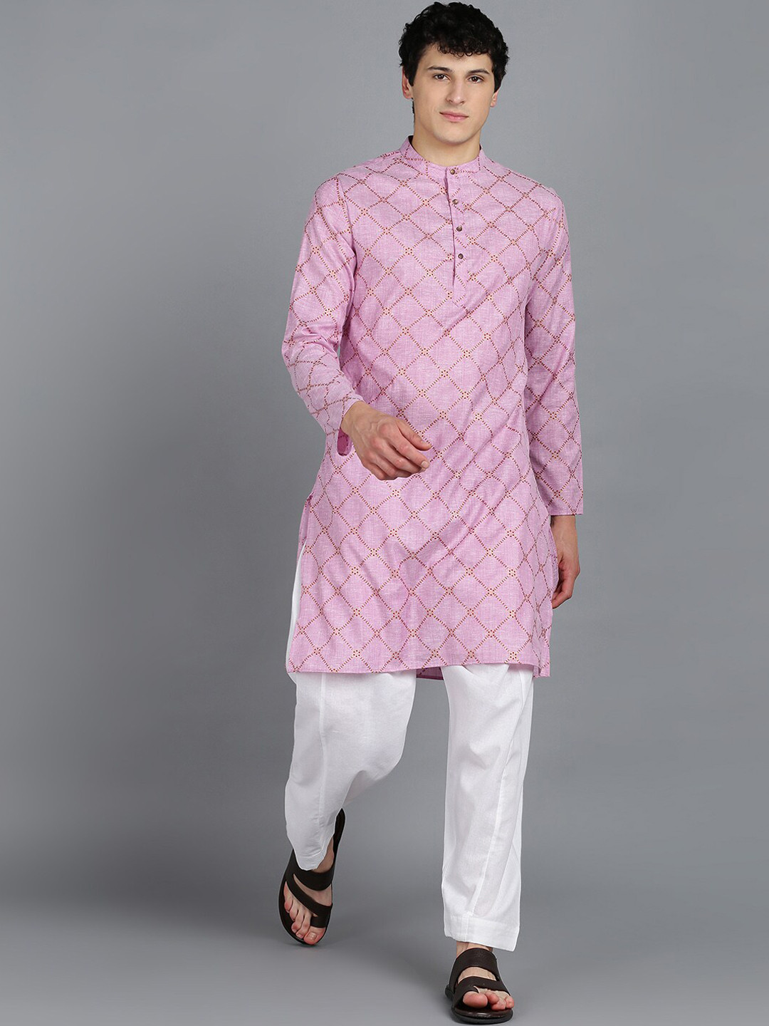 HERE&NOW Geometric Printed Regular Kurta with Pyjamas