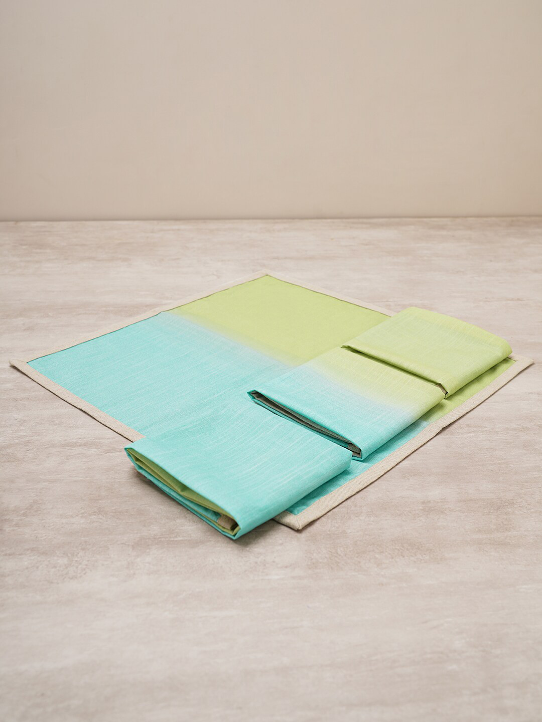 Pure Home and Living Aqua Ombre Green and Blue 4 Pieces Pure Cotton Durable Table Napkins