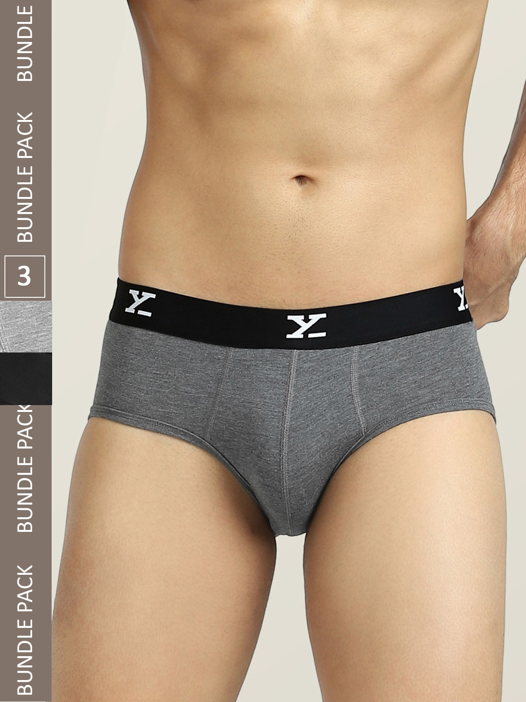 XYXX Men Mid-Rise Pack of 3 IntelliSoft Antimicrobial Modal Briefs