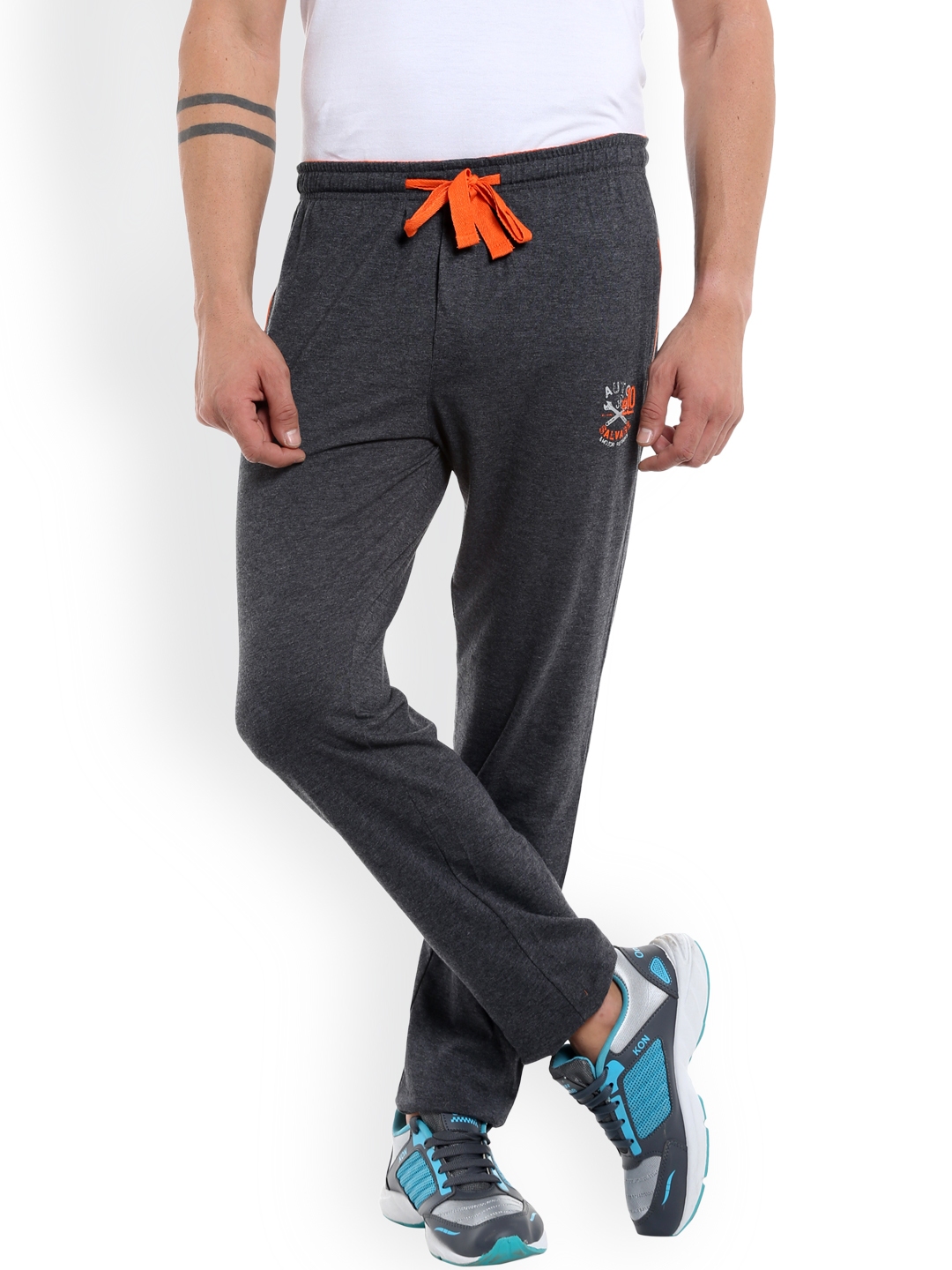 Buy AVOQ Charcoal Grey Slim Fit Track Pants Track Pants for Men