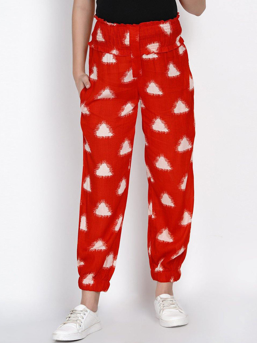 Mine4Nine Women Floral Printed High-Rise Easy Wash Maternity Trousers