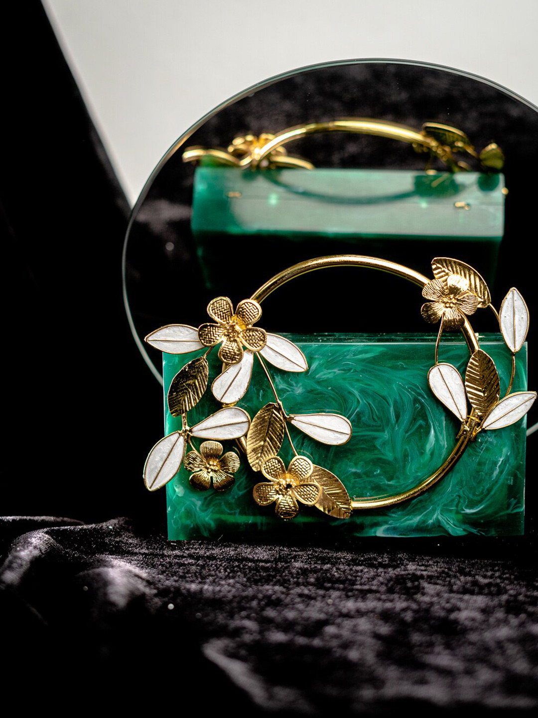 NR By Nidhi Rathi Embellished Water Resistant Box Clutch With Attractive Brass Handle